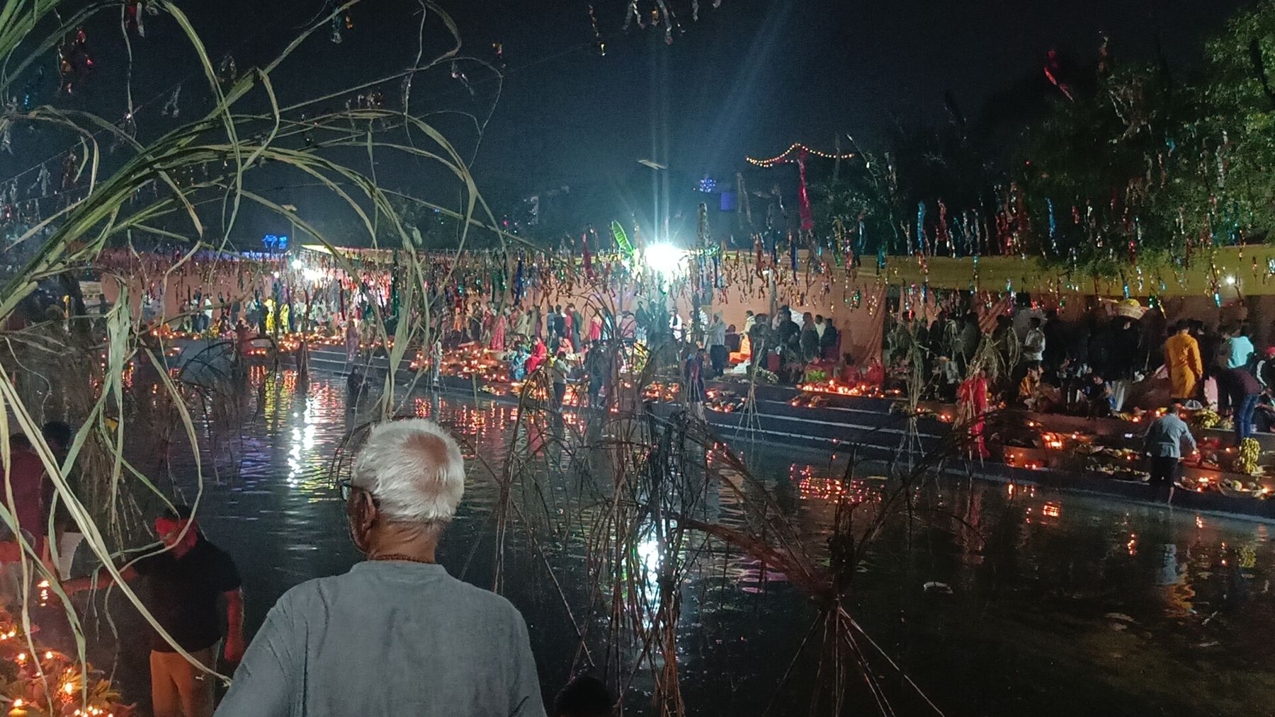 Morning arghya at our ghat, Chhath 2025 · real photo
