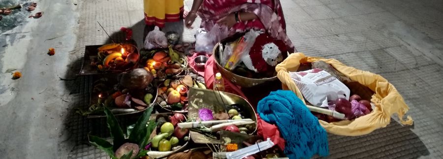 Our family's Chhath — for generations — 2019 · Soop, thekua, fruits